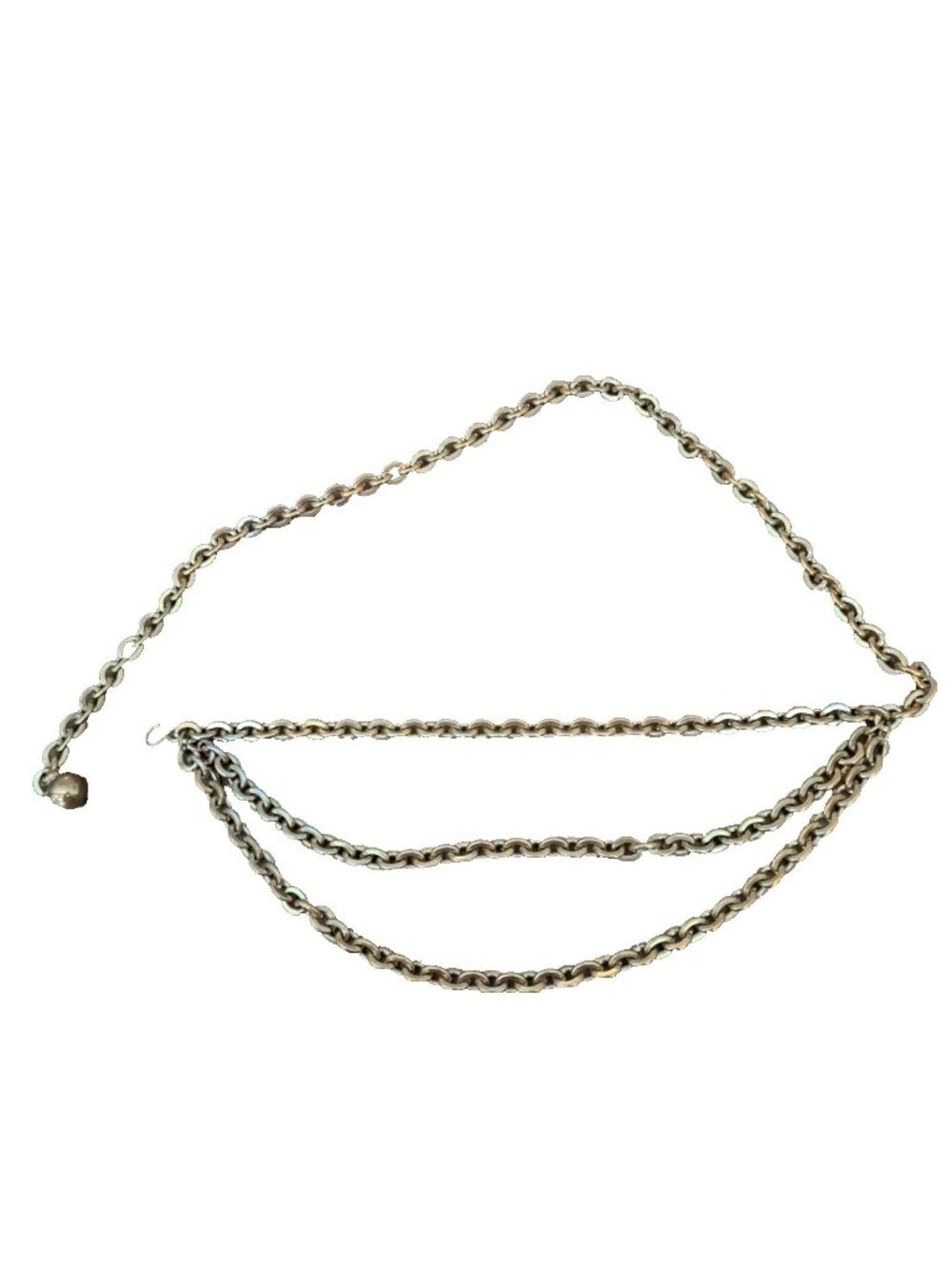 VTG Womens 3 Tier Chain Belt Heavy Gold Triple Layer Adjust to 36"